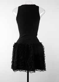 Mini robe sans manches Houpette - Noir