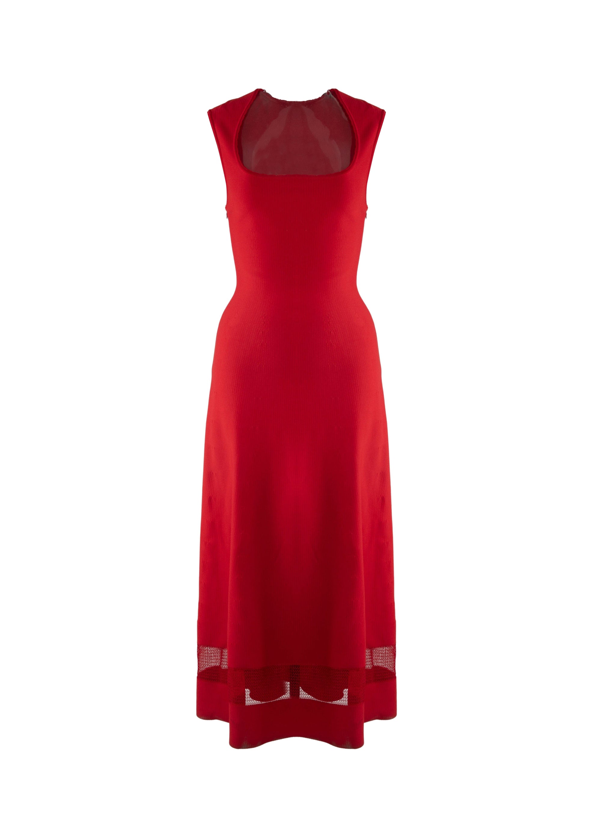Robe sans manches avec détail transparent - Ecarlate