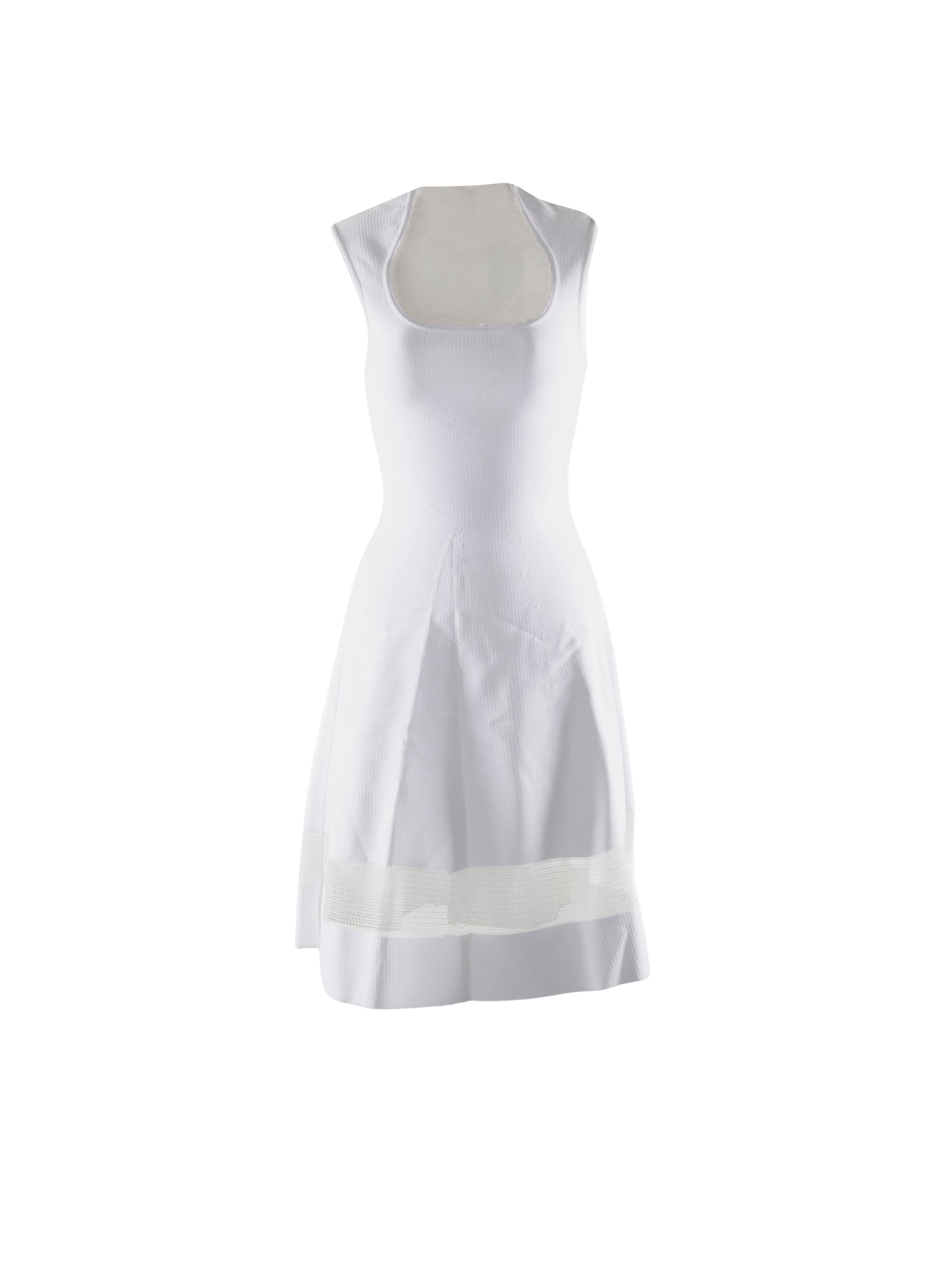 Robe courte sans manches détail transparent - Blanc