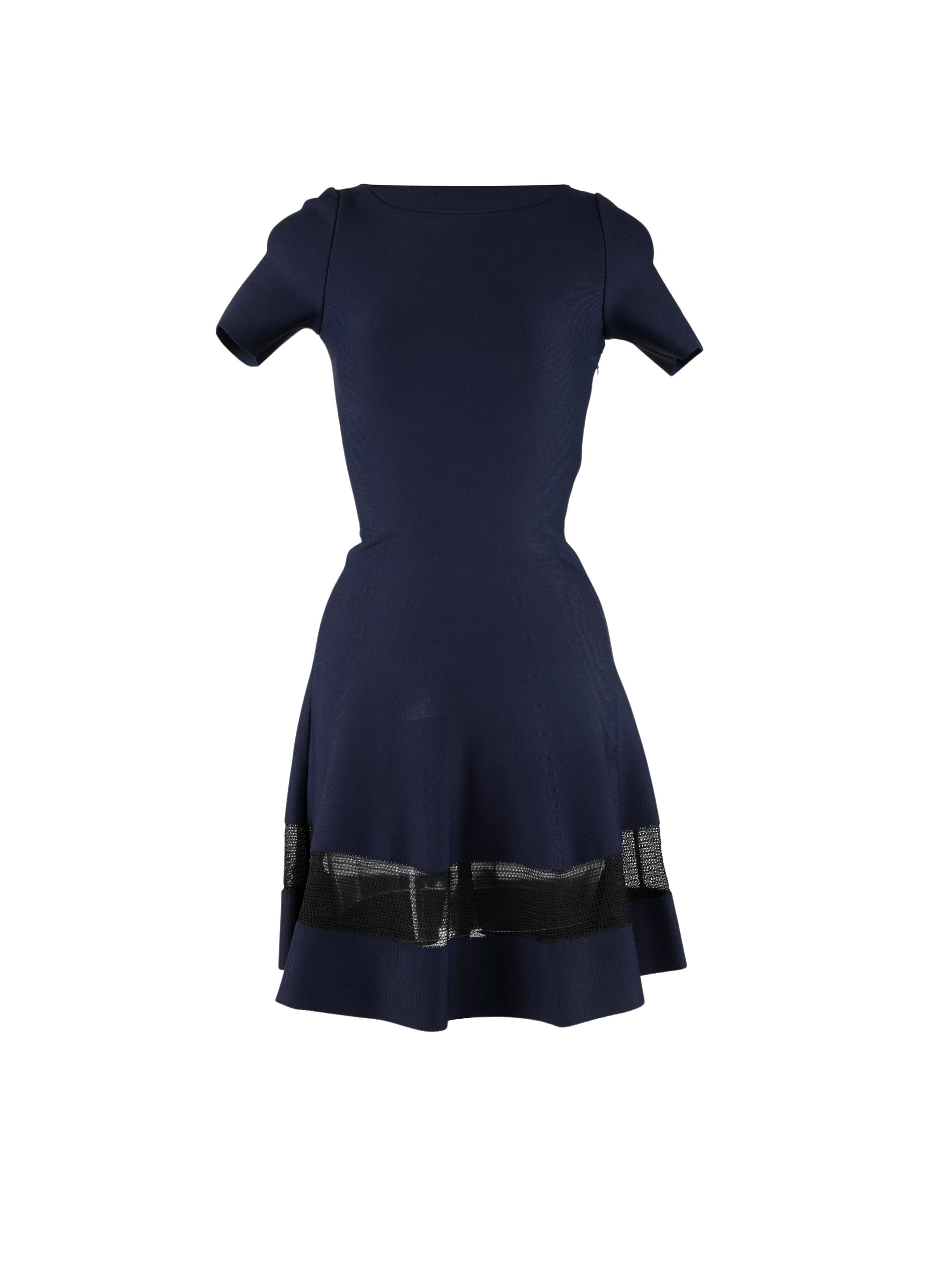 Mansart short-sleeved knitted dress - Night