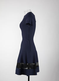 Mansart short-sleeved knitted dress - Night