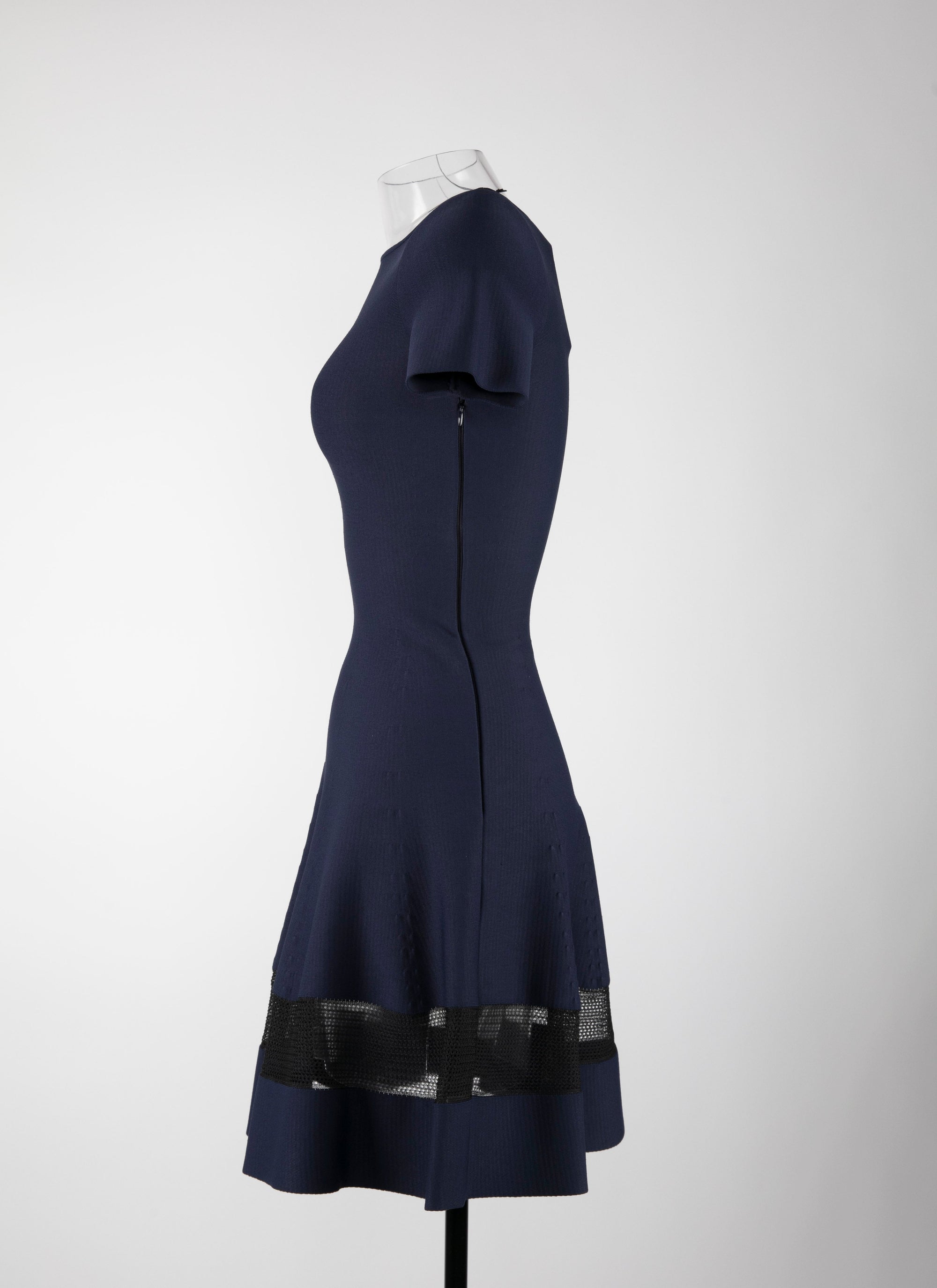 Mansart short-sleeved knitted dress - Night