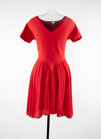 Charmeuse mesh short-sleeved dress - Scarlet