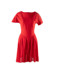 Charmeuse mesh short-sleeved dress - Scarlet