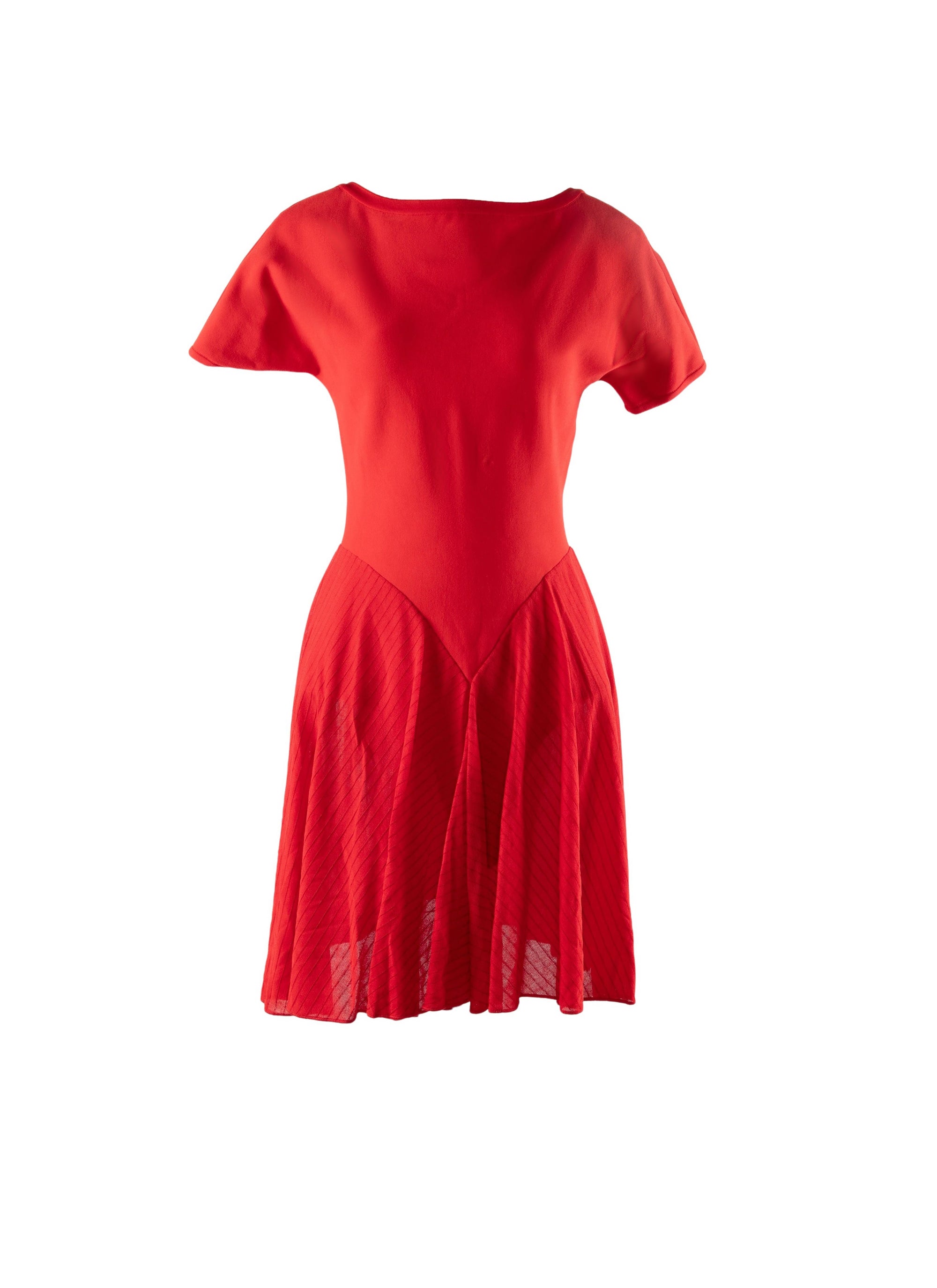 Charmeuse mesh short-sleeved dress - Scarlet