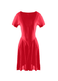 Robe à manches courtes Charmeuse en soie mélangée - Ecarlate