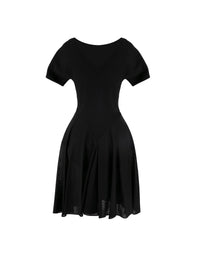 Robe à manches courtes Charmeuse en maille - Noir