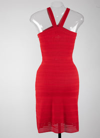 Robe sans manches Brocart en maille - Ecarlate