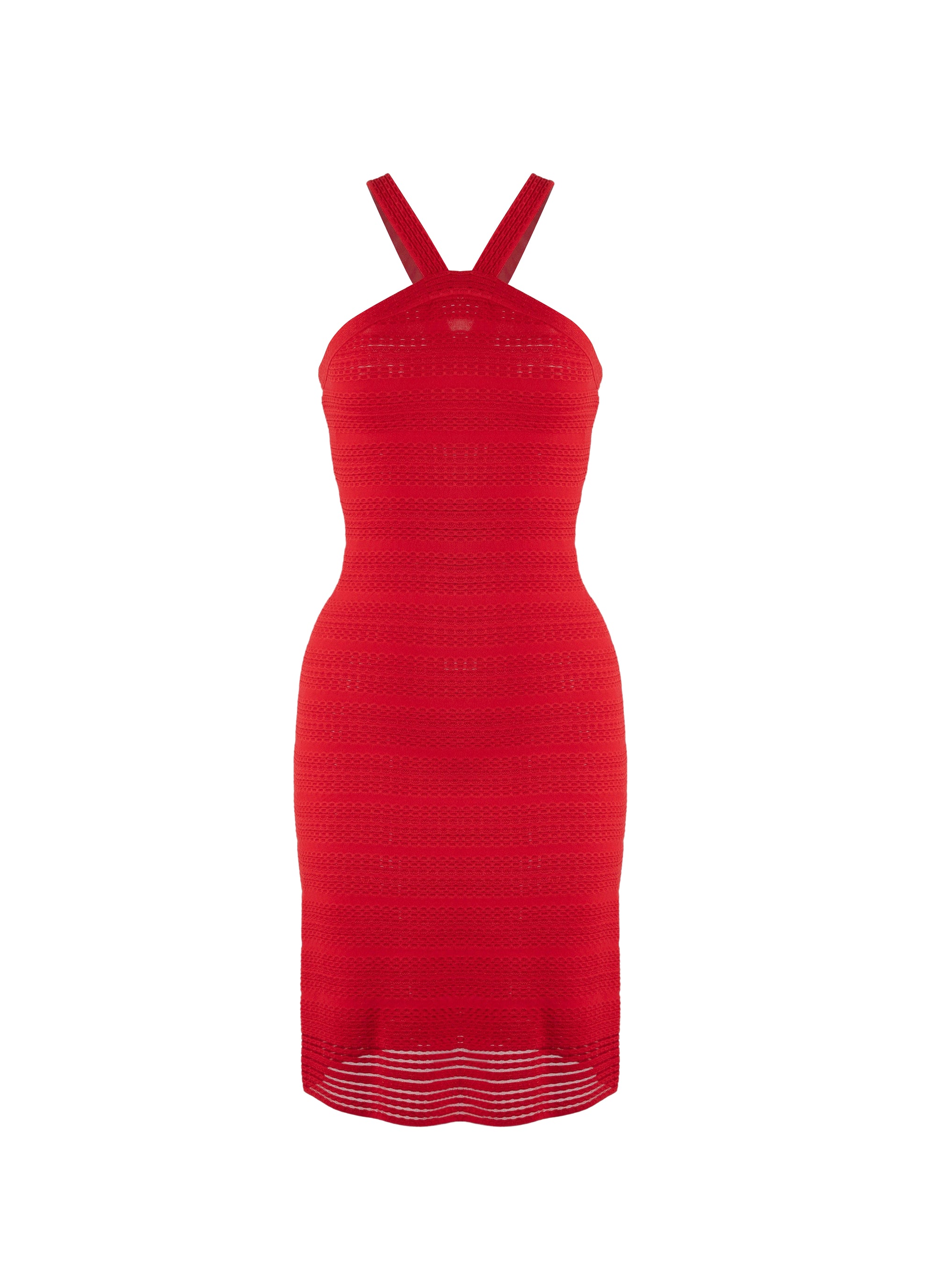 Robe sans manches Brocart en maille - Ecarlate