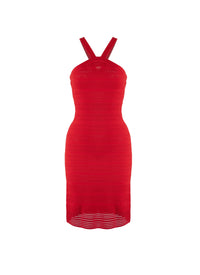 Robe sans manches Brocart en maille - Ecarlate
