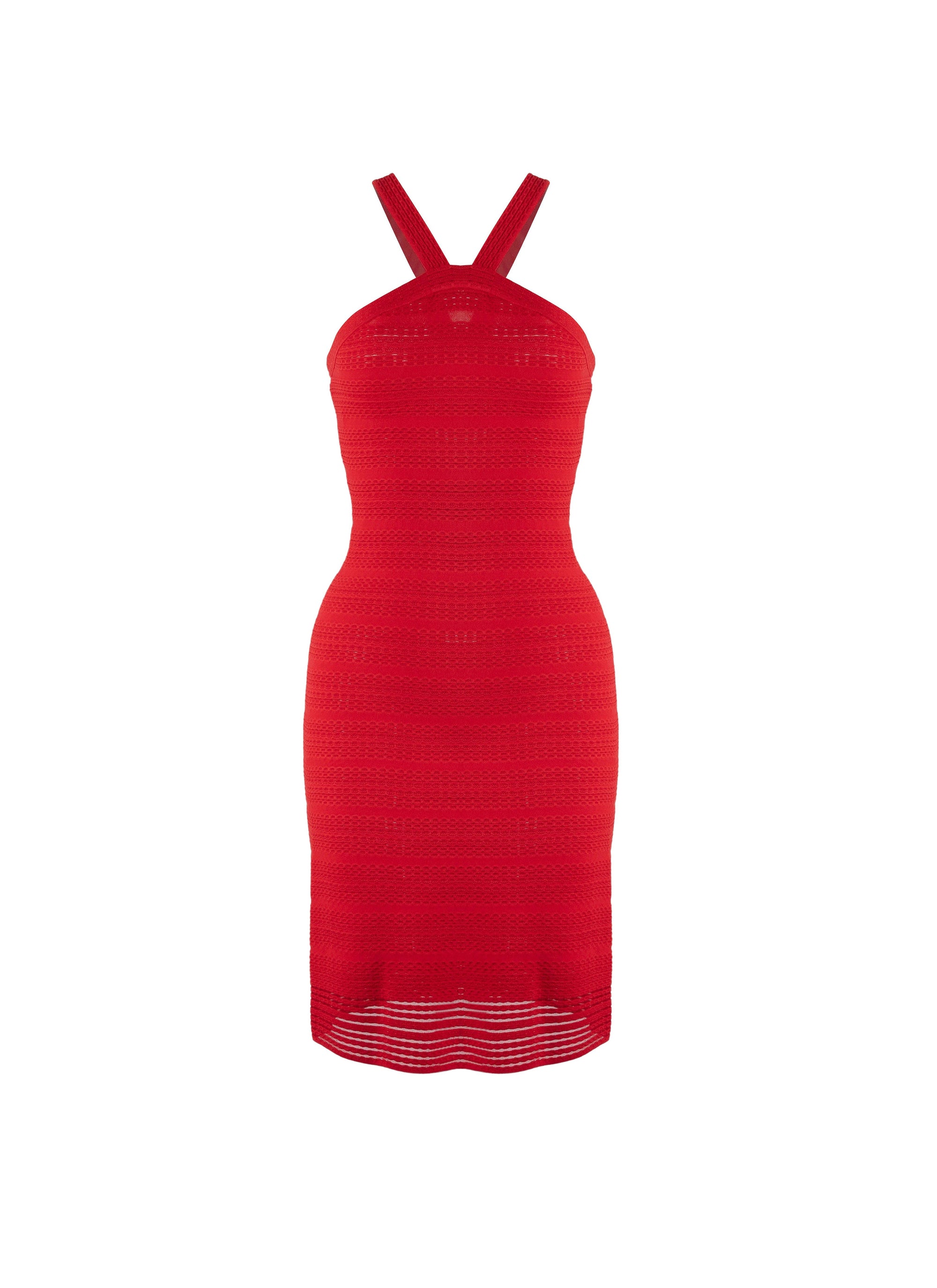 Robe sans manches Brocart en maille - Ecarlate
