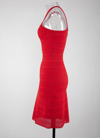 Robe sans manches Brocart en maille - Ecarlate