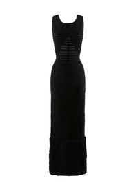 Robe longue droite avec bas à microvolants - Noir