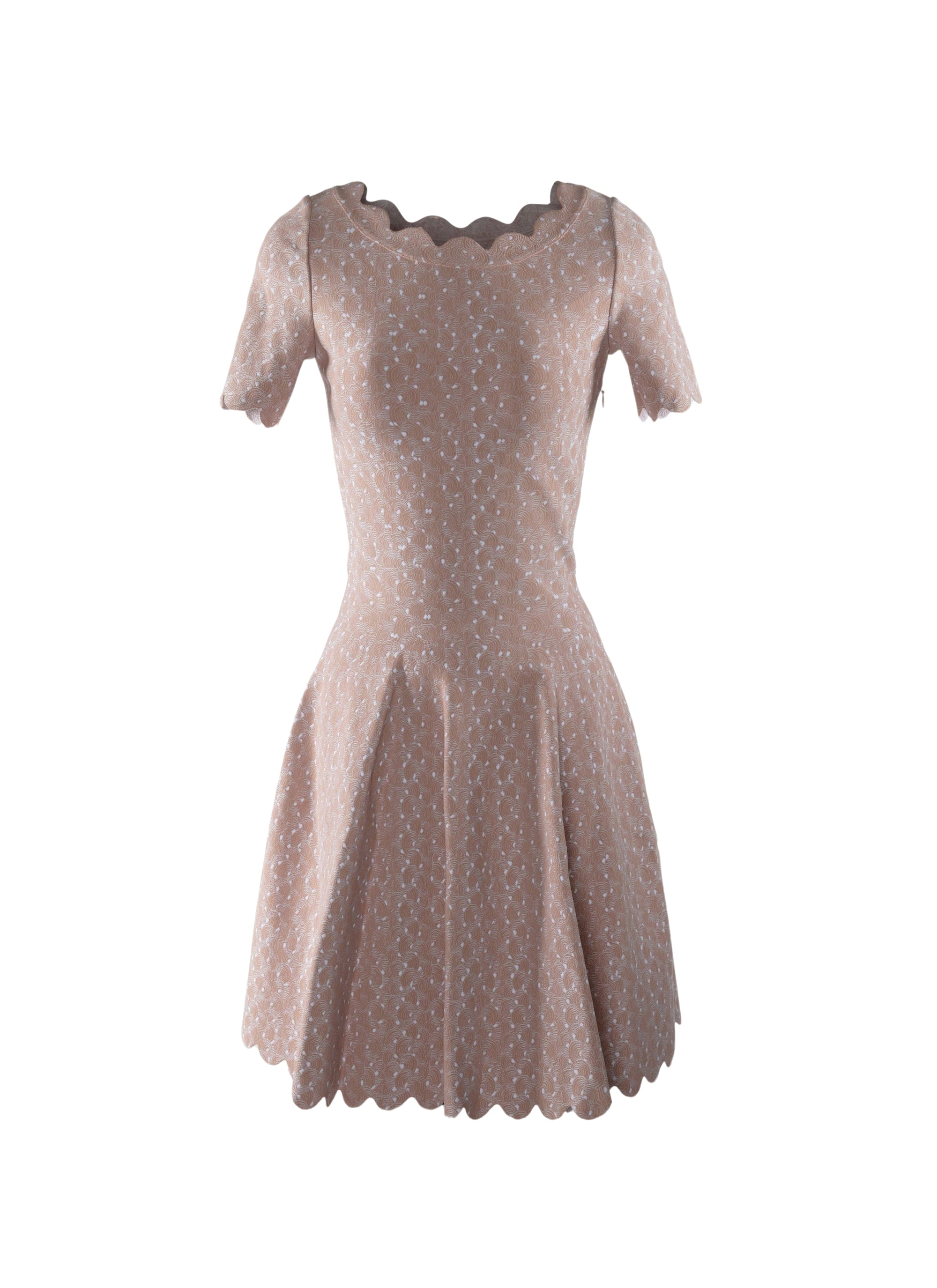 Scalloped hem skater dress - Flesh Pink