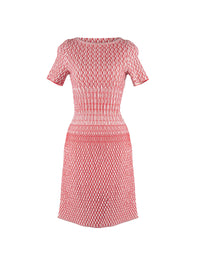 Robe à manches courtes Rocaille en maille - Ivoire & Rouge