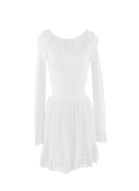 Falbalas mesh mini dress with long sleeves - White