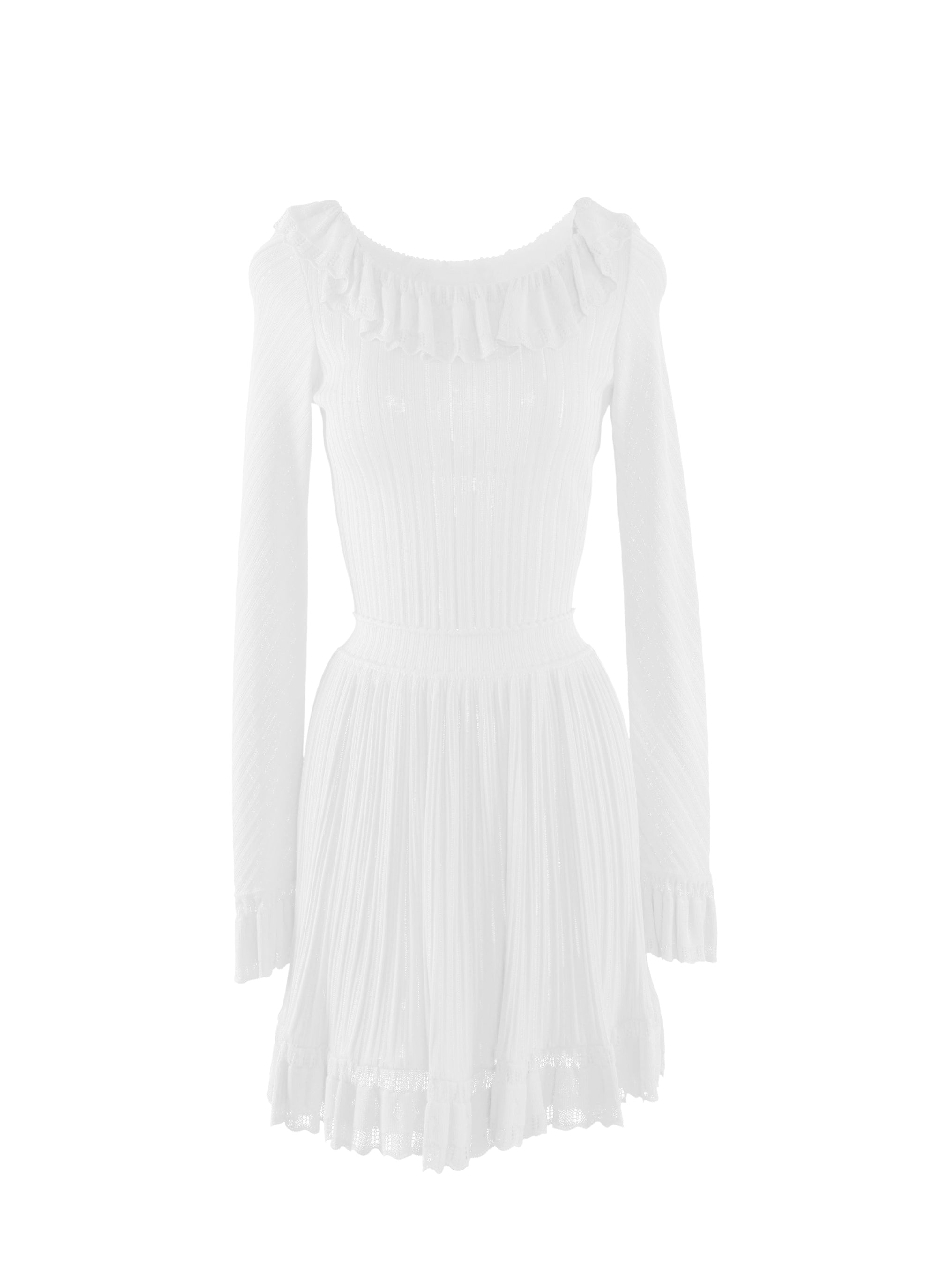 Falbalas mesh mini dress with long sleeves - White