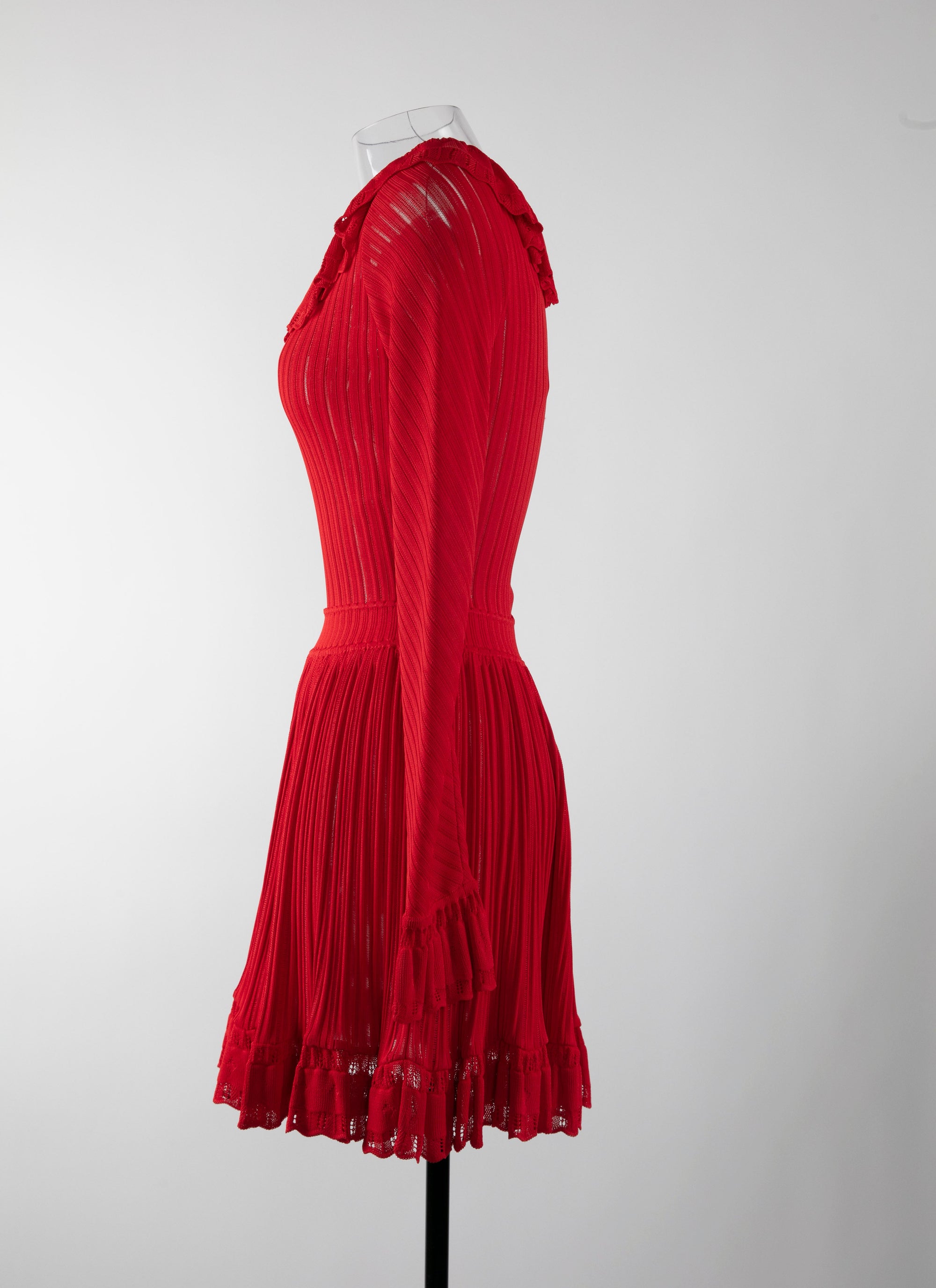 Falbalas mesh mini dress with long sleeves - Scarlet