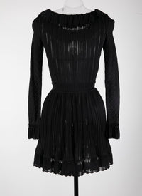 Falbalas mesh mini dress with long sleeves - Black intense