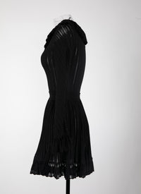 Falbalas mesh mini dress with long sleeves - Black intense
