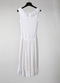 Sleeveless mesh Falbalas dress - White