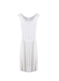 Robe sans manches Falbalas en maille - Blanc