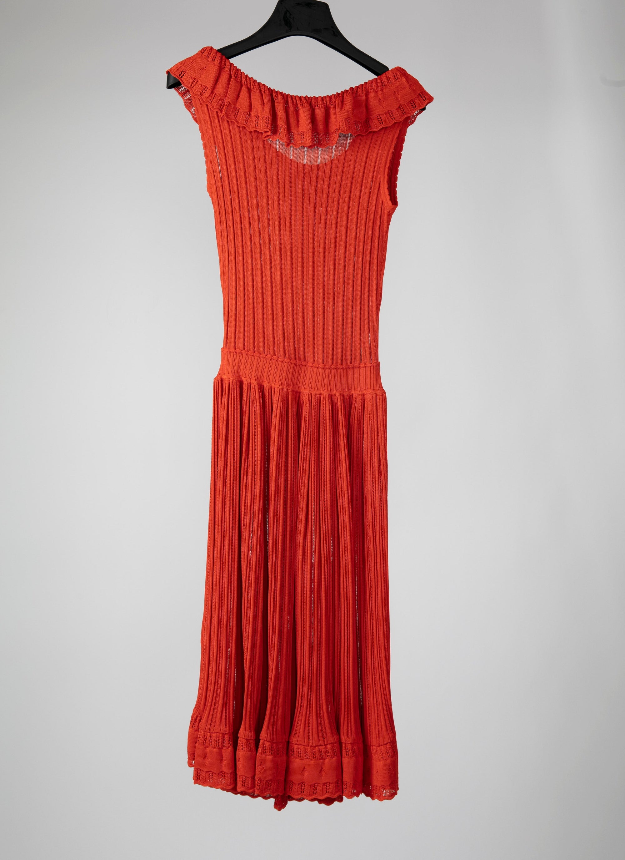 Sleeveless mesh Falbalas dress - Coloquinte