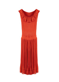 Robe sans manches Falbalas en maille - Coloquinte