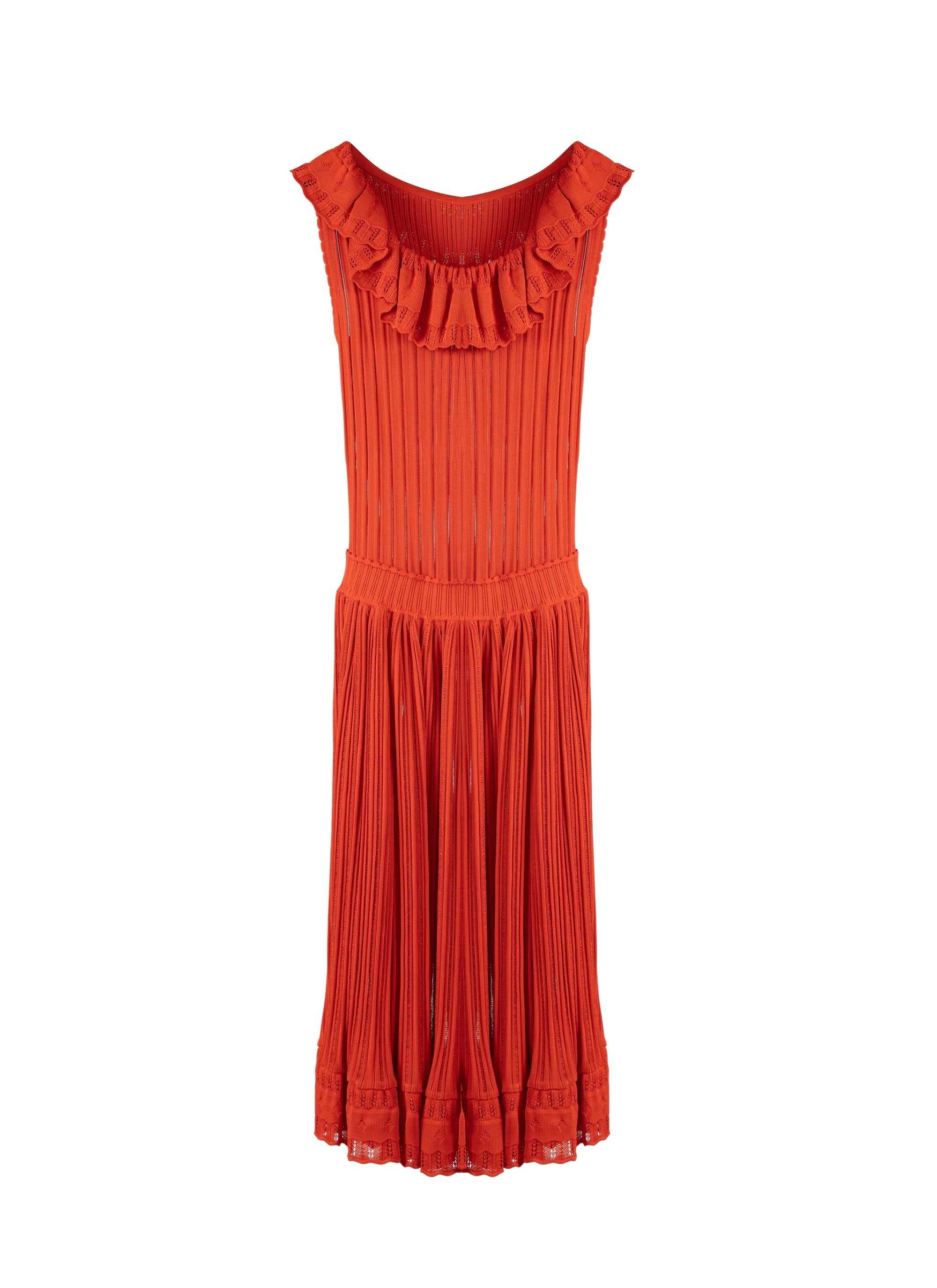 Robe sans manches Falbalas en maille - Coloquinte