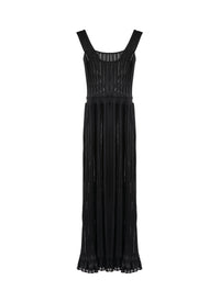 Draped Falbalas dress with sheer details - Black intense