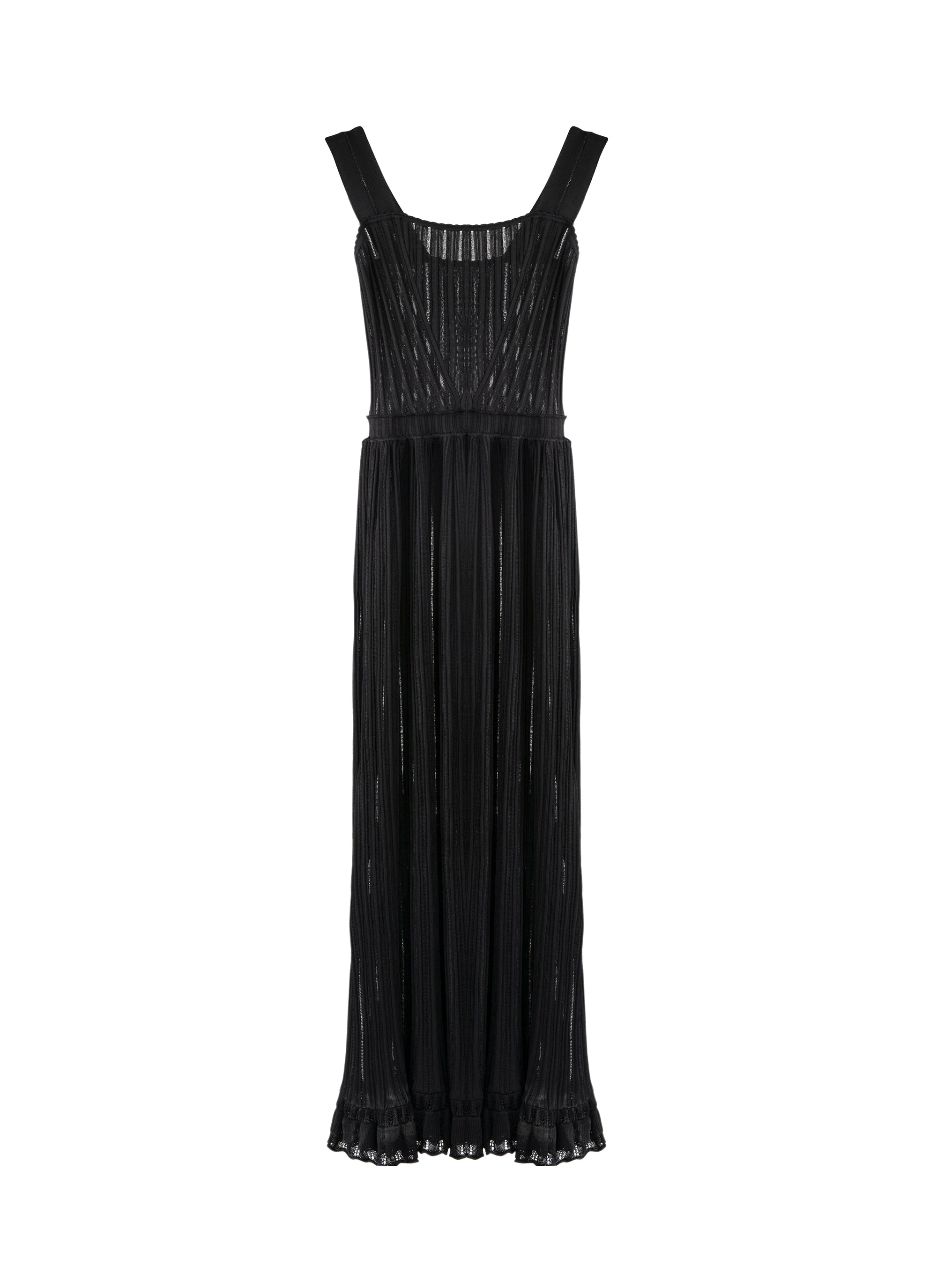 Draped Falbalas dress with sheer details - Black intense