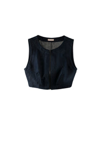 Sleeveless denim top - Silver