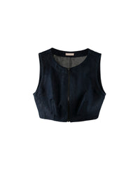 Sleeveless denim top - Silver