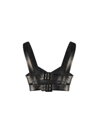 Soutien-gorge à fermeture en cuir - Noir