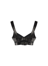 Soutien-gorge à fermeture en cuir - Noir