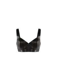 Soutien-gorge à fermeture en cuir - Noir