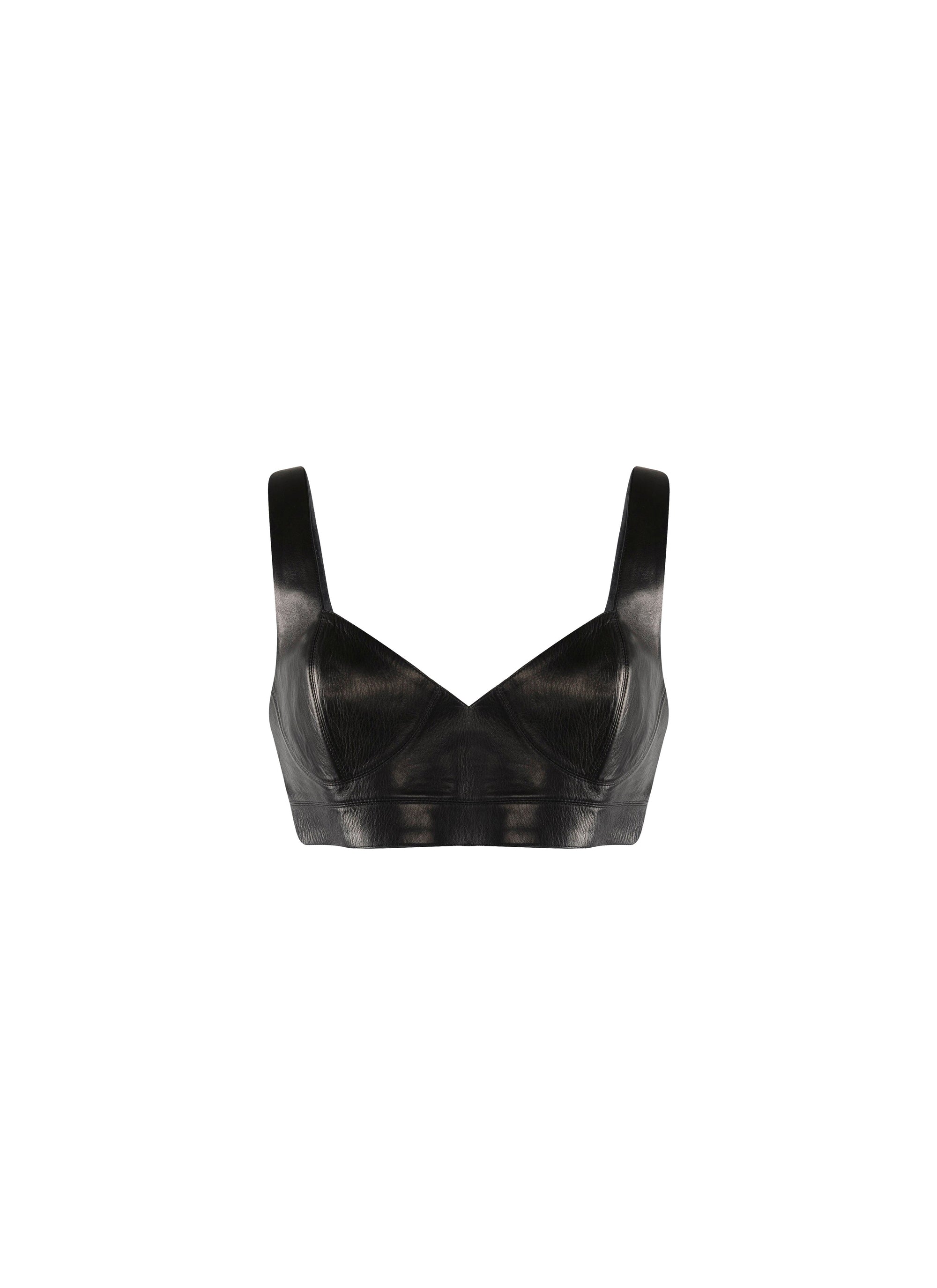 Soutien-gorge à fermeture en cuir - Noir