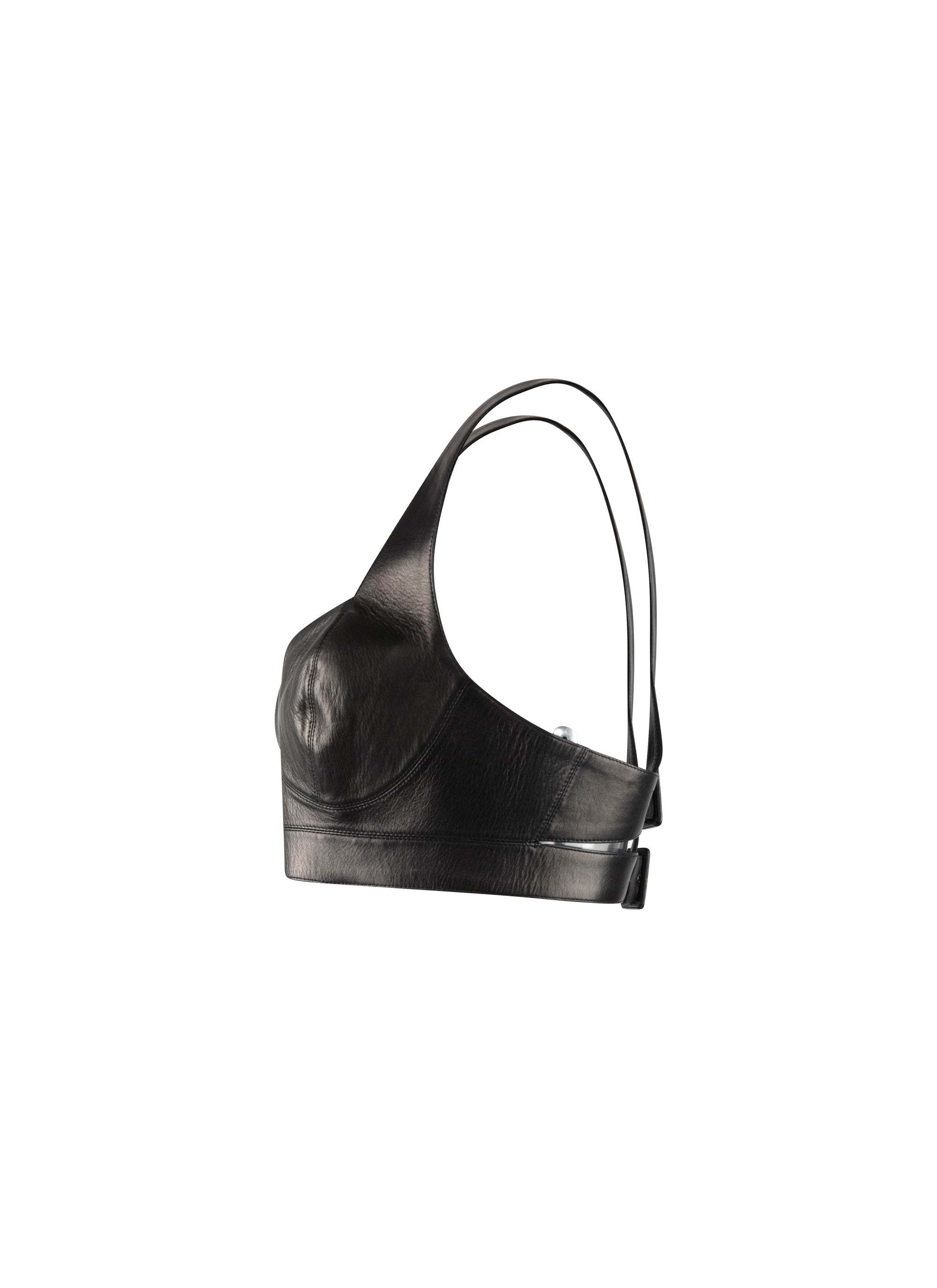 Soutien-gorge à fermeture en cuir - Noir