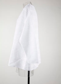 Striped long sleeve knitted brocade jumper - White