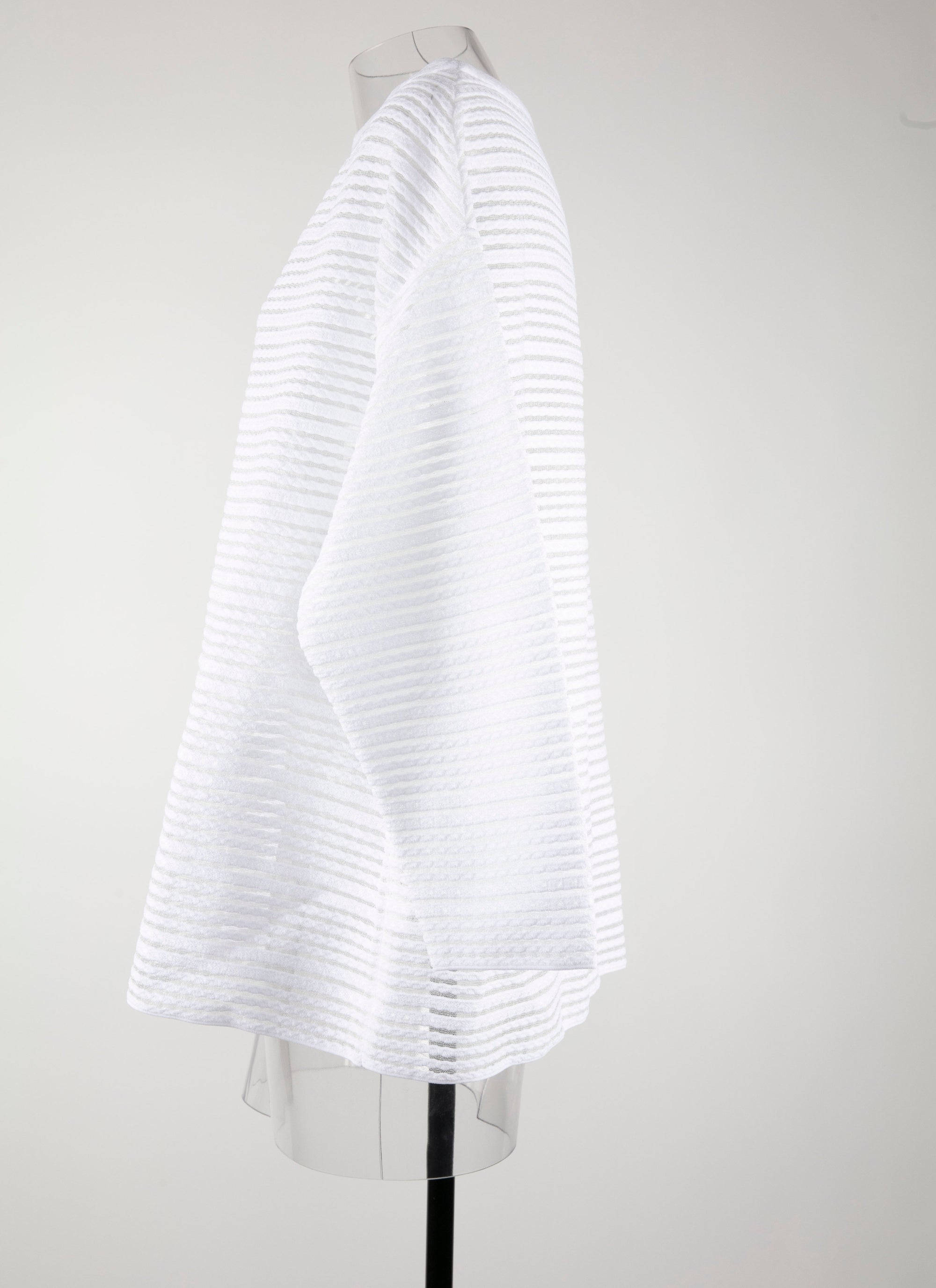 Striped long sleeve knitted brocade jumper - White