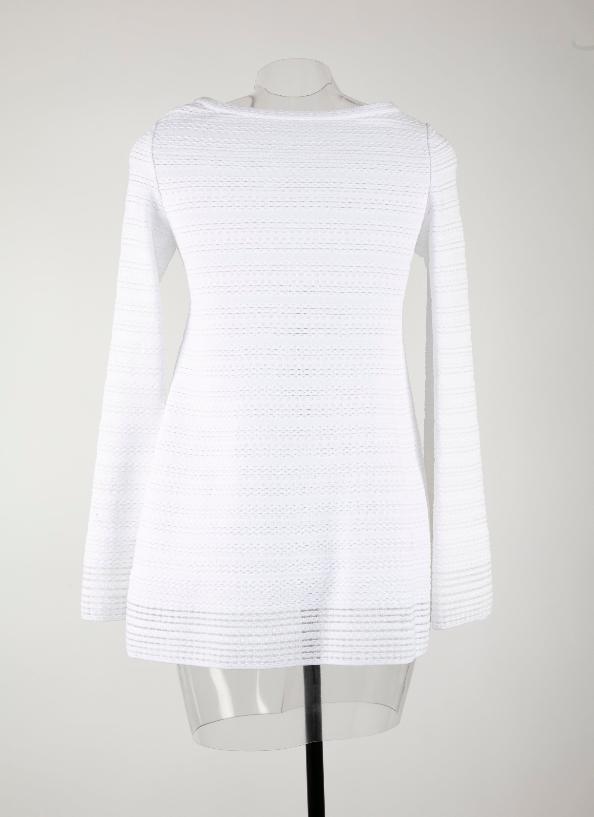 Long-sleeved knitted brocade jumper - White