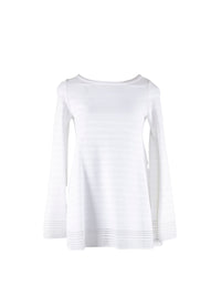 Long-sleeved knitted brocade jumper - White