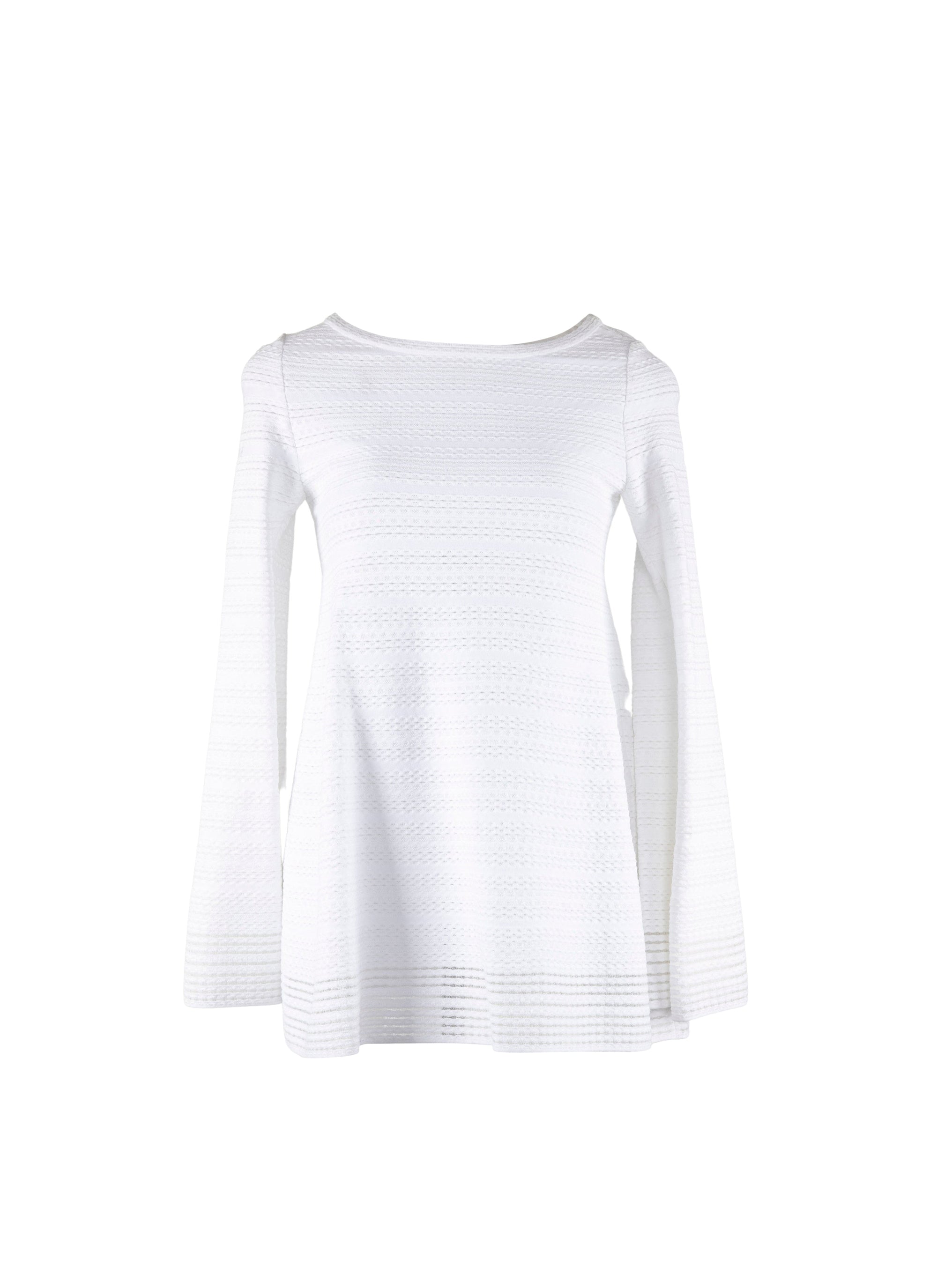 Long-sleeved knitted brocade jumper - White