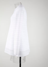 Long-sleeved knitted brocade jumper - White