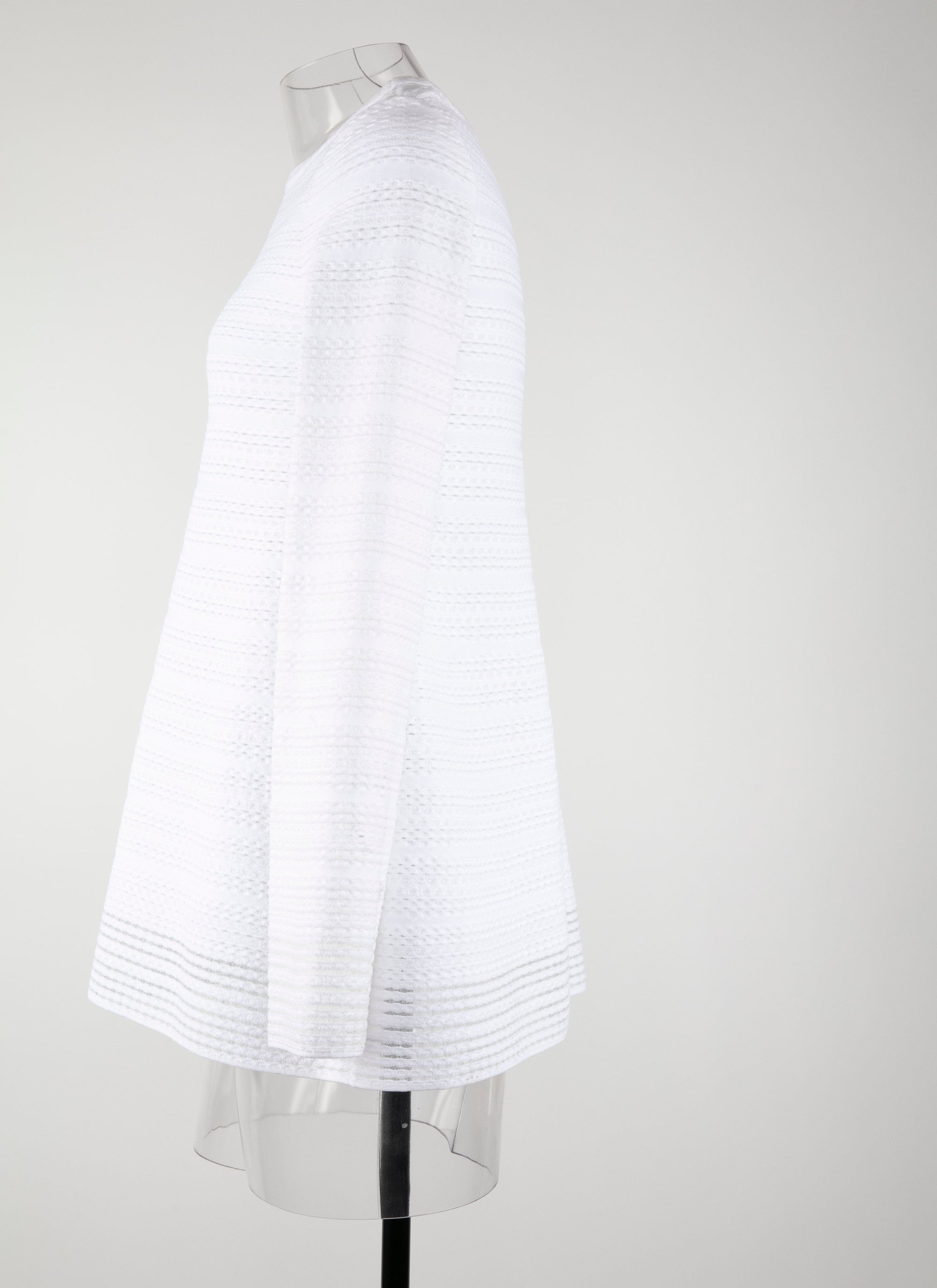 Long-sleeved knitted brocade jumper - White
