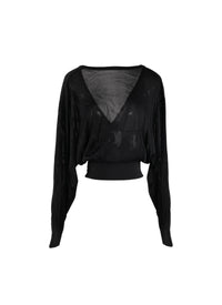 Long Sleeve Knitted Goddess Sweater - Black