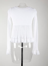 Pull à manches longues Falbalas en maille - Blanc