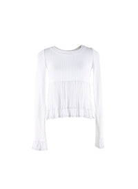 Pull à manches longues Falbalas en maille - Blanc
