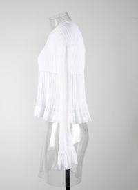 Pull à manches longues Falbalas en maille - Blanc