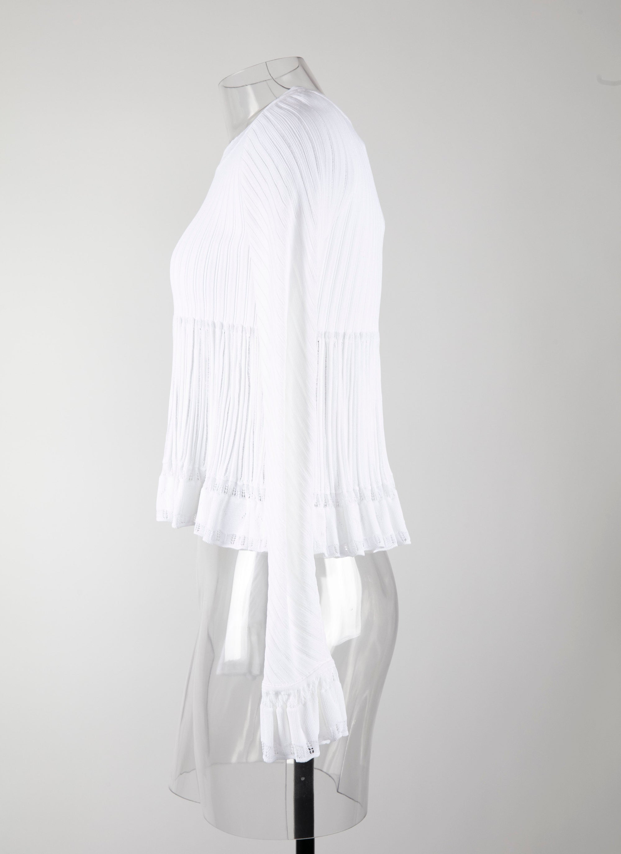 Pull à manches longues Falbalas en maille - Blanc